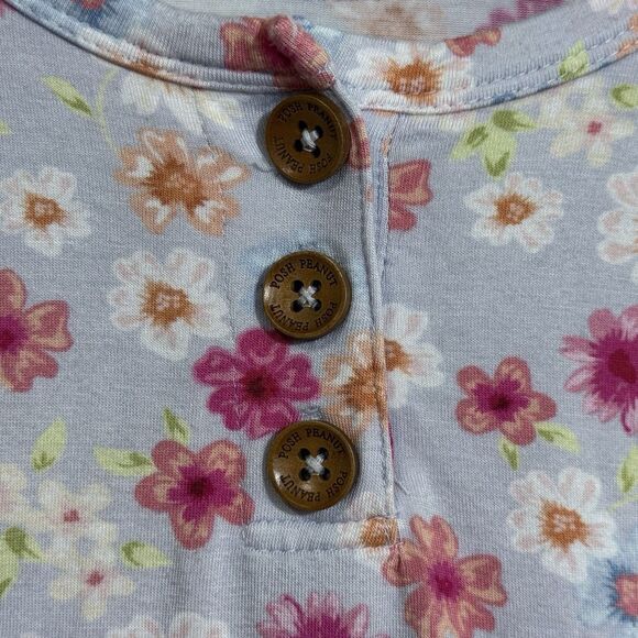 Posh Peanut Carissa Purple Floral Ruffle Sleeve Bamboo Henley T-Shirt Girl's 5T - Picture 5 of 7